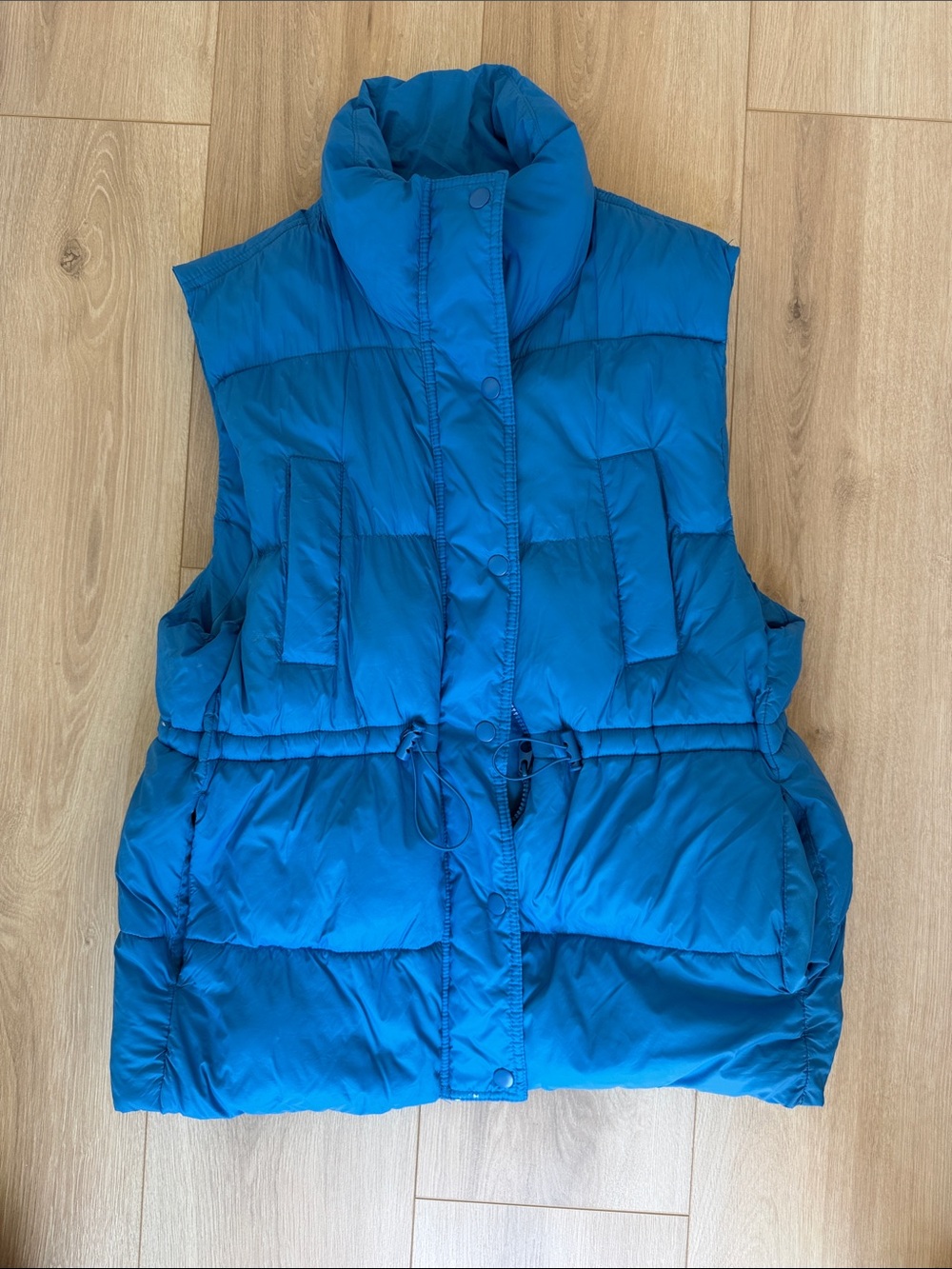 Love Tree Blue Quilted Puffer Vest with High Collar